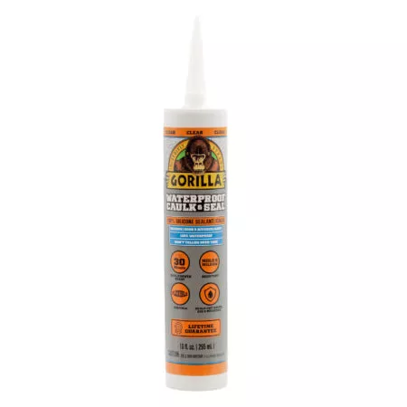 Gorilla Waterproof Caulk & Seal 100% Silicone Sealant – Clear - 10 oz. Cartridge
