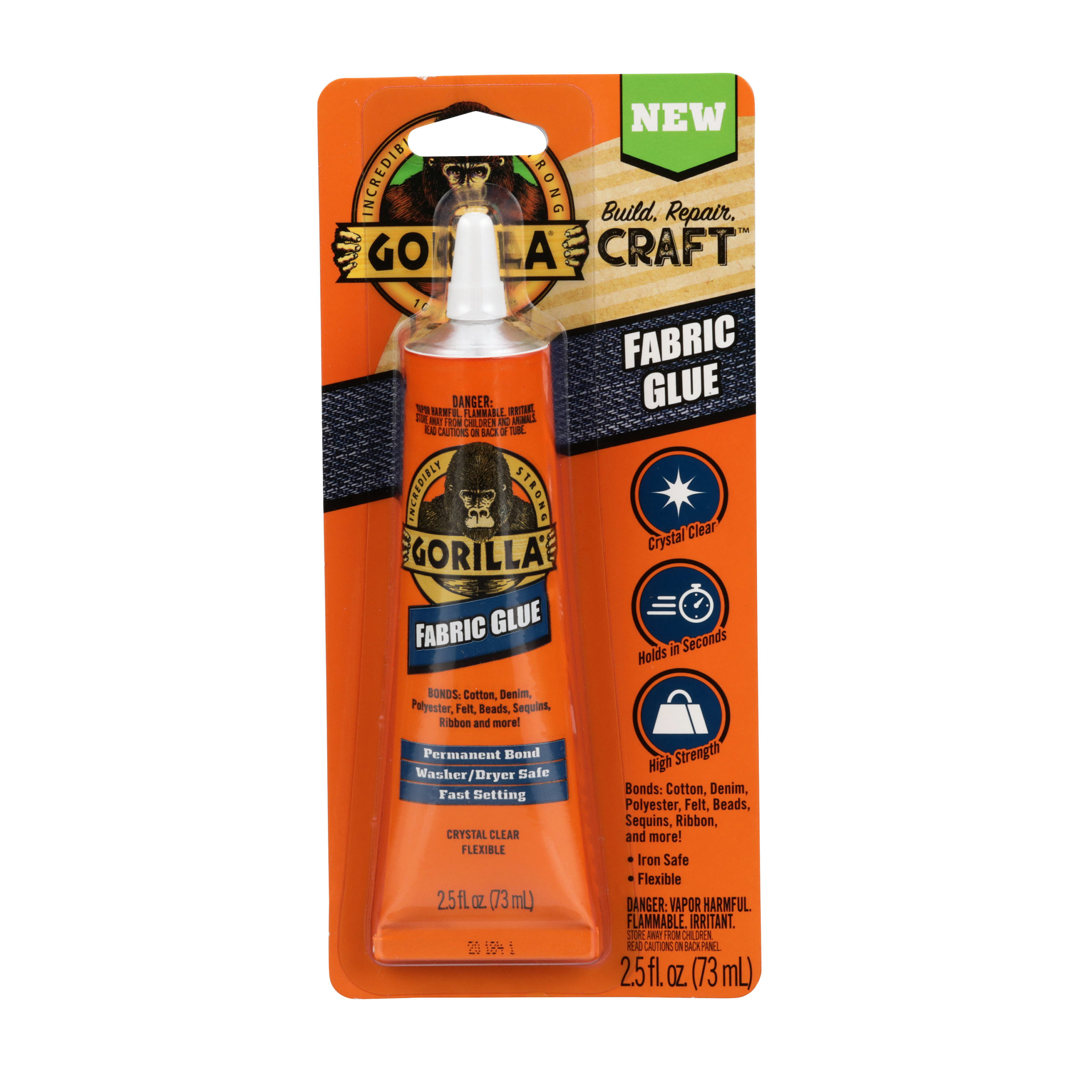  Customer reviews: Gorilla Fabric Glue, 100% Waterproof, No Sew  Solution, Washer/Dryer Safe, Permanent Bond, 2.5fl oz/73ml, Clear, (Pack of  3))
