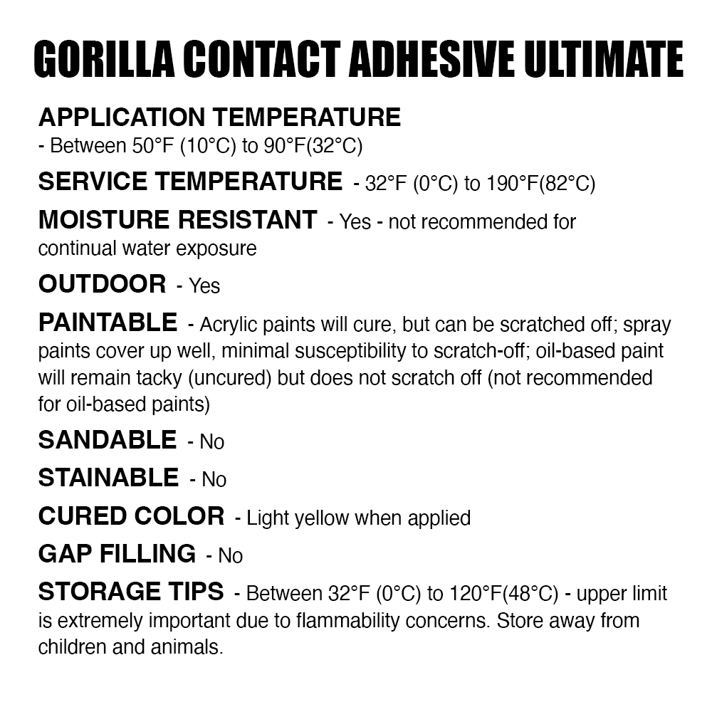 Gorilla Contact Adhesive Ultimate Gorilla Glue