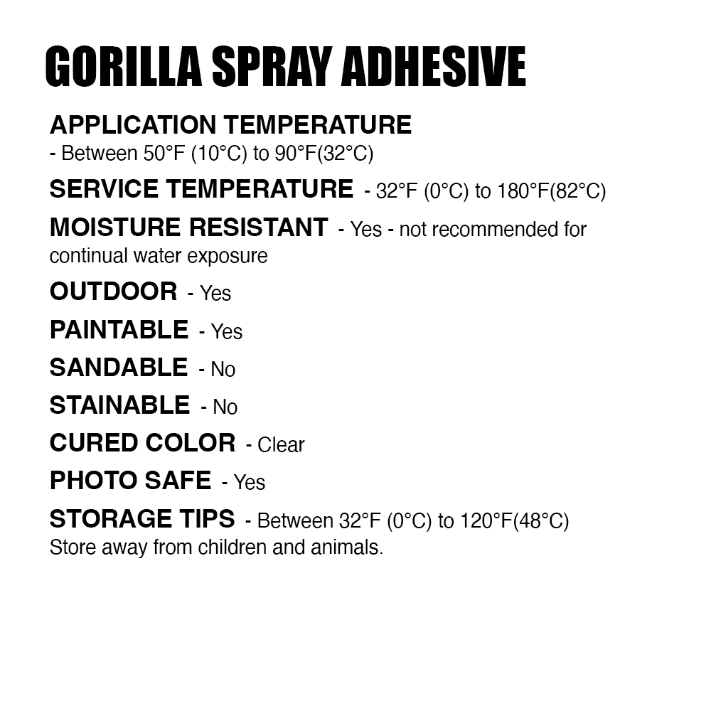 Gorilla Heavy Duty Spray Adhesive, Multipurpose and Repositionable