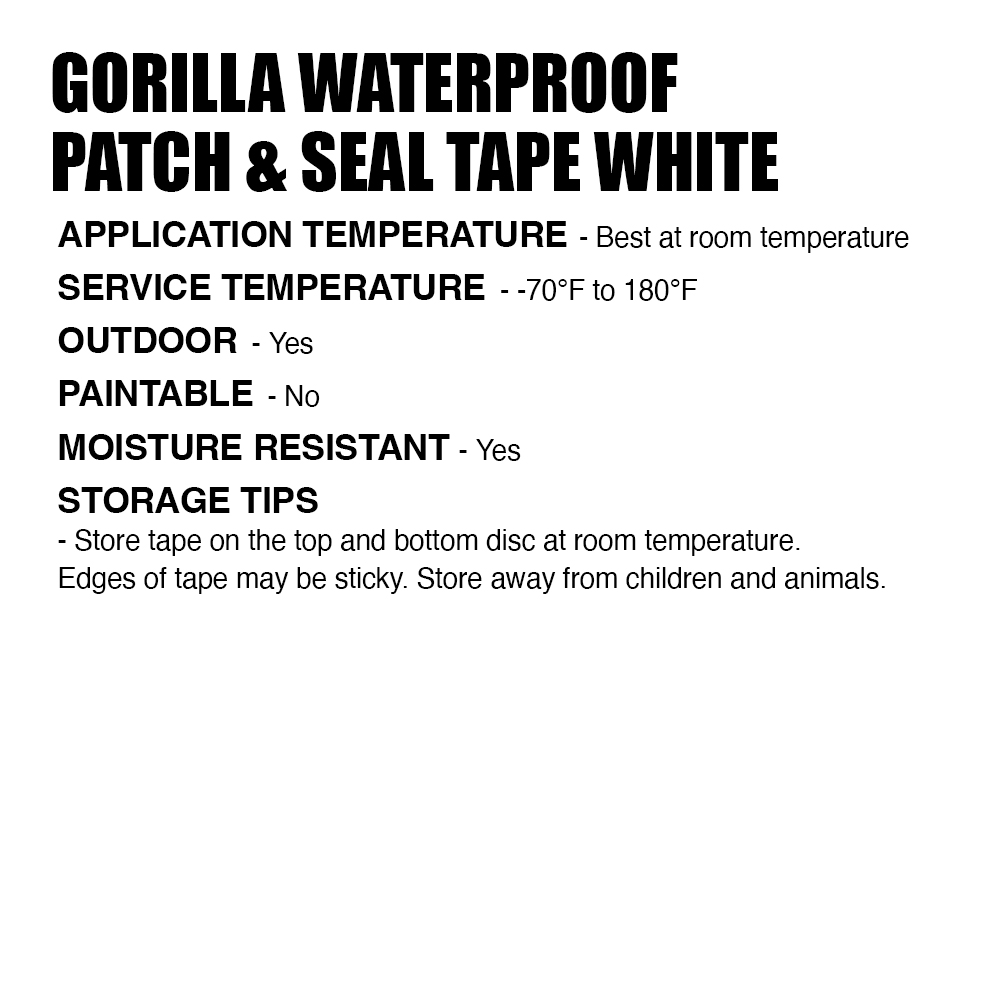 Gorilla Waterproof Patch & Seal Tape White Gorilla Glue
