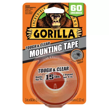 Gorilla Tough & Clear Mounting Tape - 1 in. x 60 in. (Roll)