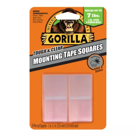 Gorilla Tough and Clear Mounting Tape Squares - 1 in. x 1 in. (Pre-cut Sqaures)