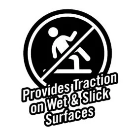 provides traction on wet and slick surfaces